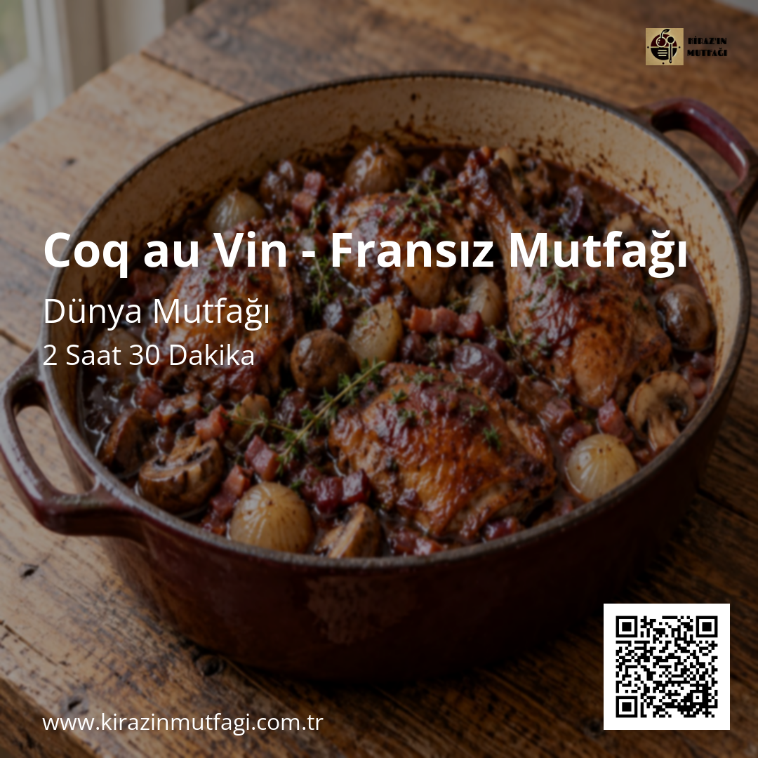 Coq au Vin - Fransız Mutfağı Instagram tarif kartı