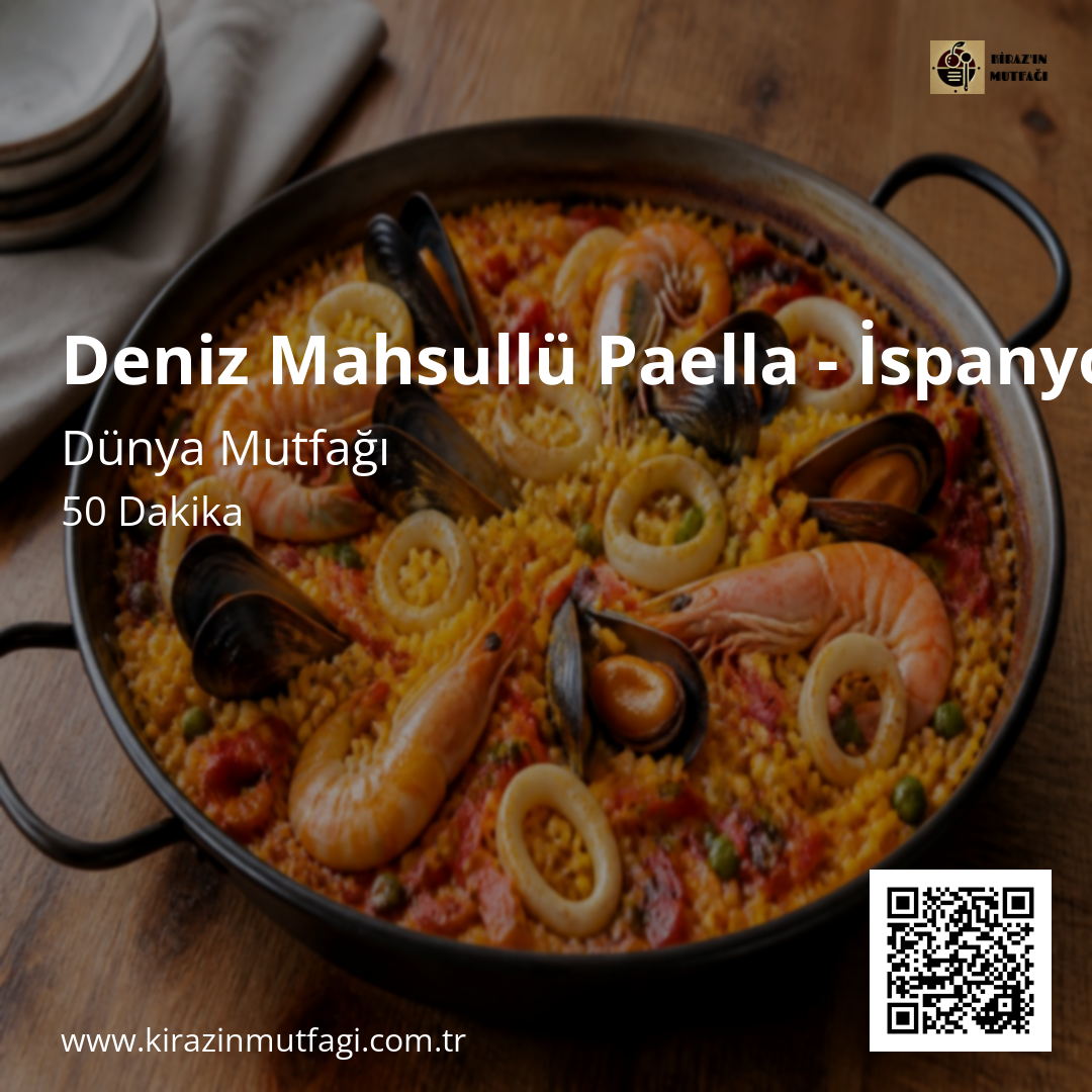 Deniz Mahsullü Paella - İspanyol Mutfağı - Instagram Tarif Kartı