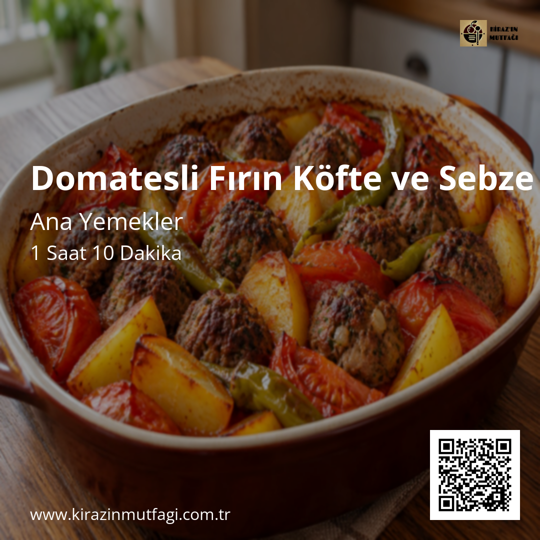 Domatesli Fırın Köfte ve Sebze Instagram tarif kartı