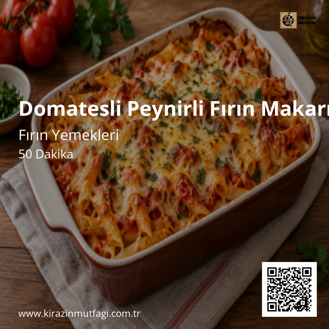 Domatesli Peynirli Fırın Makarna Instagram tarif kartı