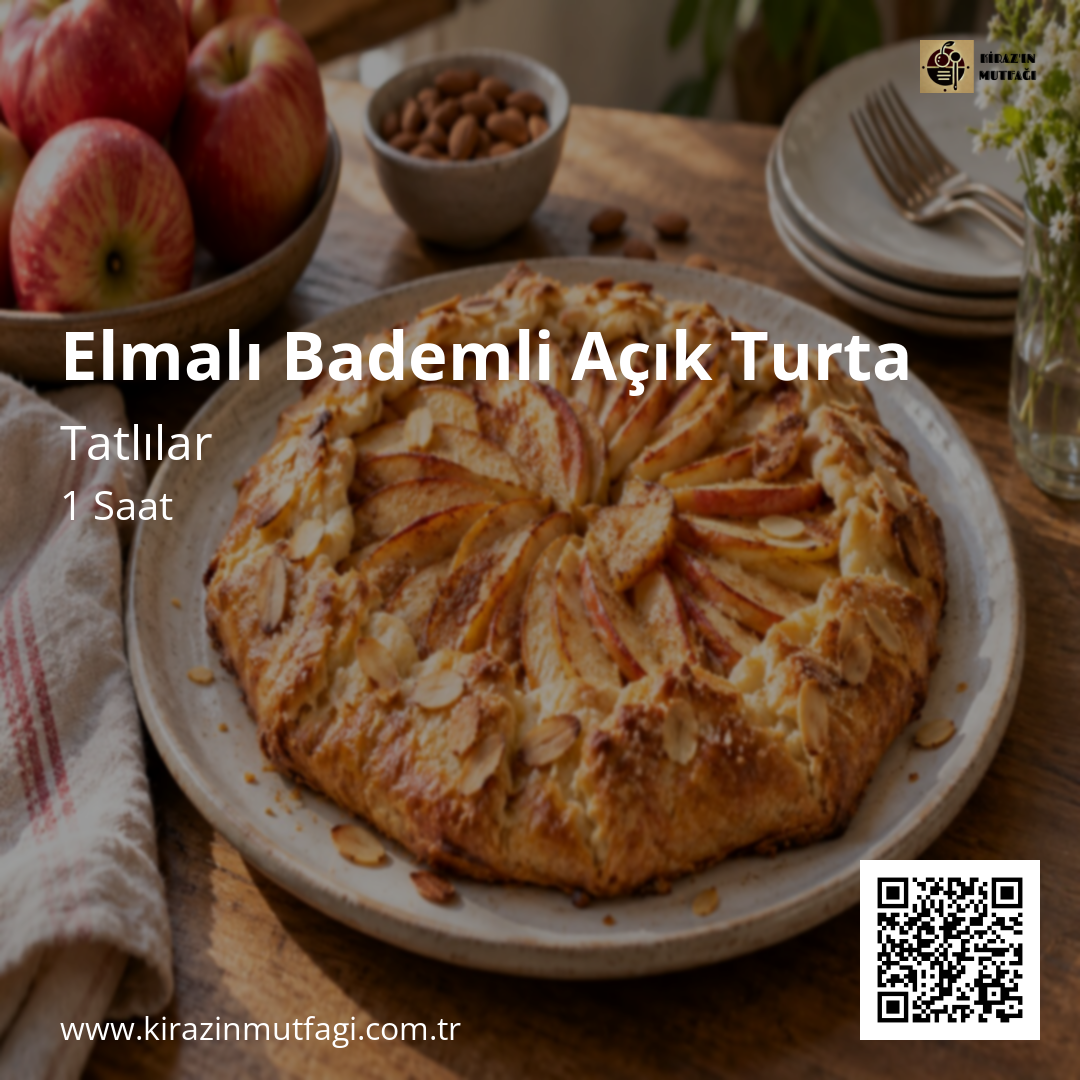 Elmalı Bademli Açık Turta Instagram tarif kartı