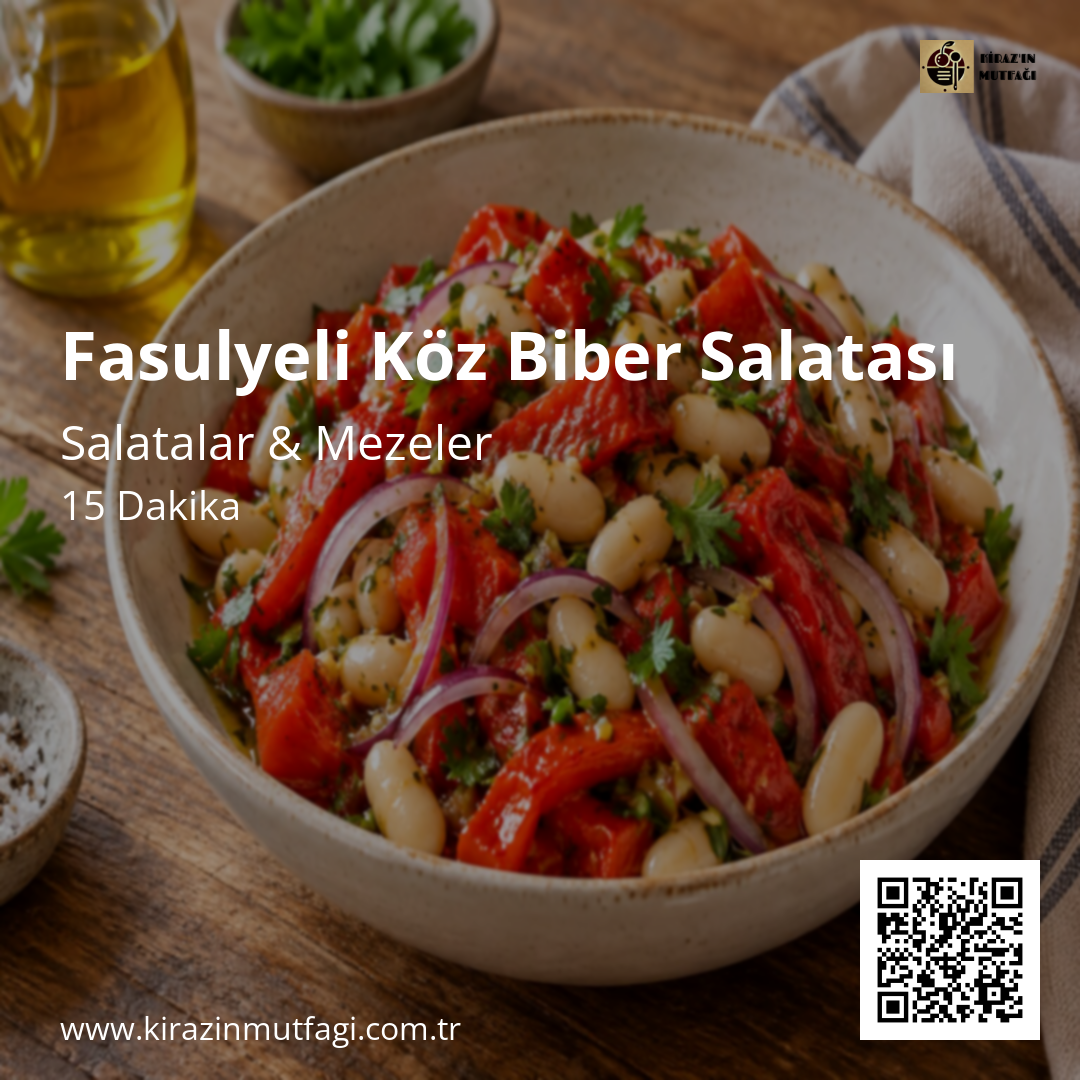Fasulyeli Köz Biber Salatası Instagram tarif kartı