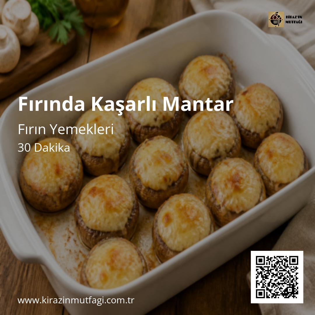 Fırında Kaşarlı Mantar - Instagram Tarif Kartı