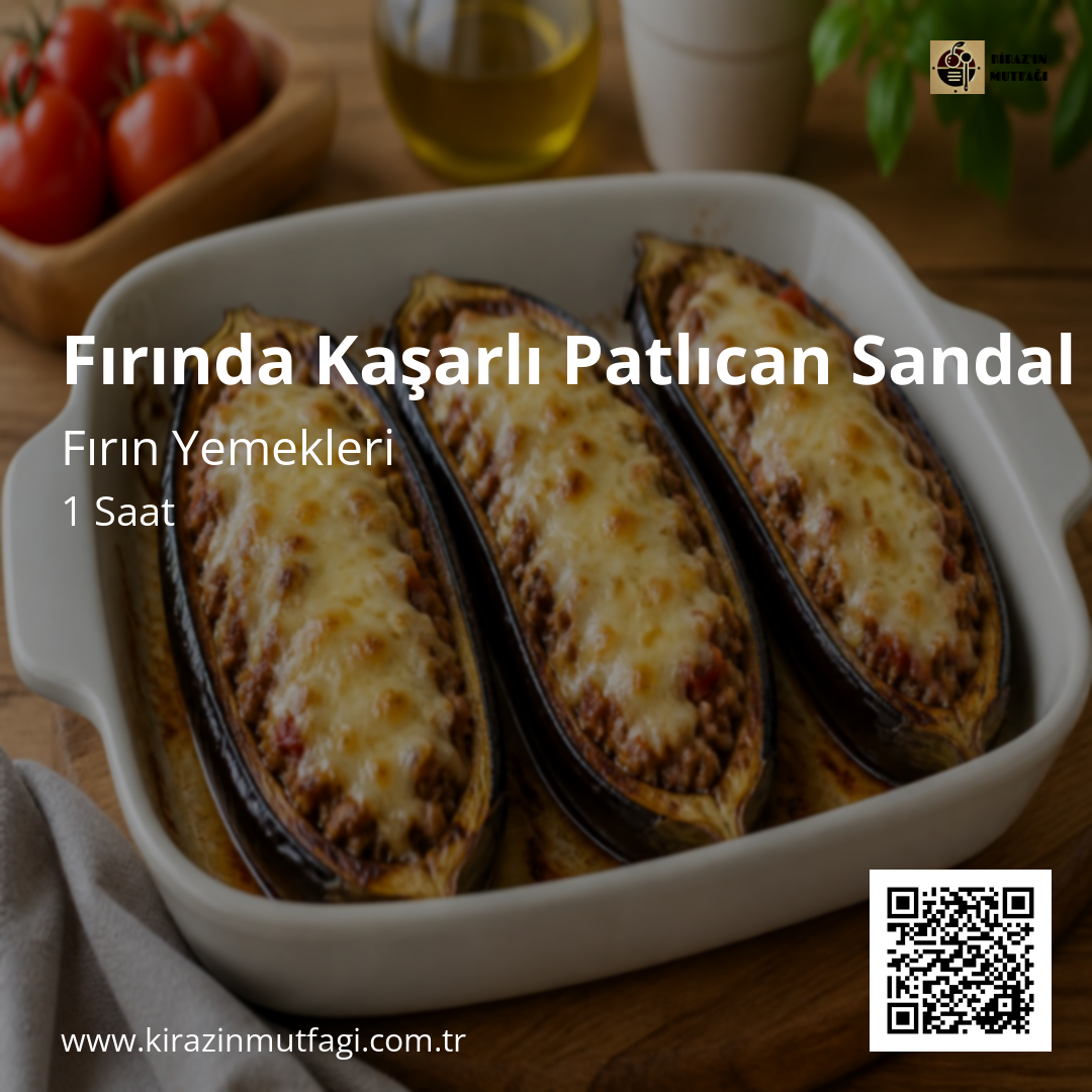 Fırında Kaşarlı Patlıcan Sandal - Instagram Tarif Kartı