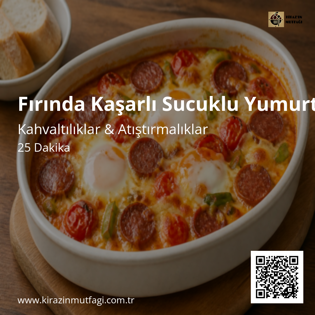 Fırında Kaşarlı Sucuklu Yumurta - Instagram Tarif Kartı