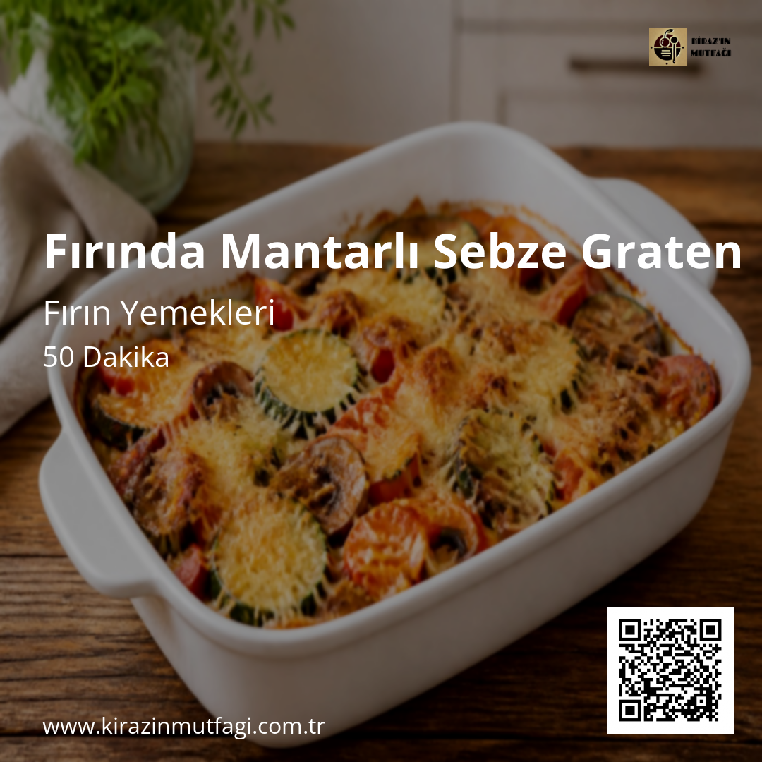 Fırında Mantarlı Sebze Graten - Instagram Tarif Kartı