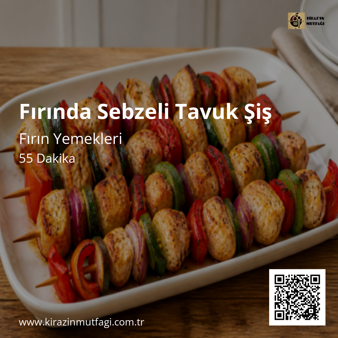 Fırında Sebzeli Tavuk Şiş - Instagram Tarif Kartı