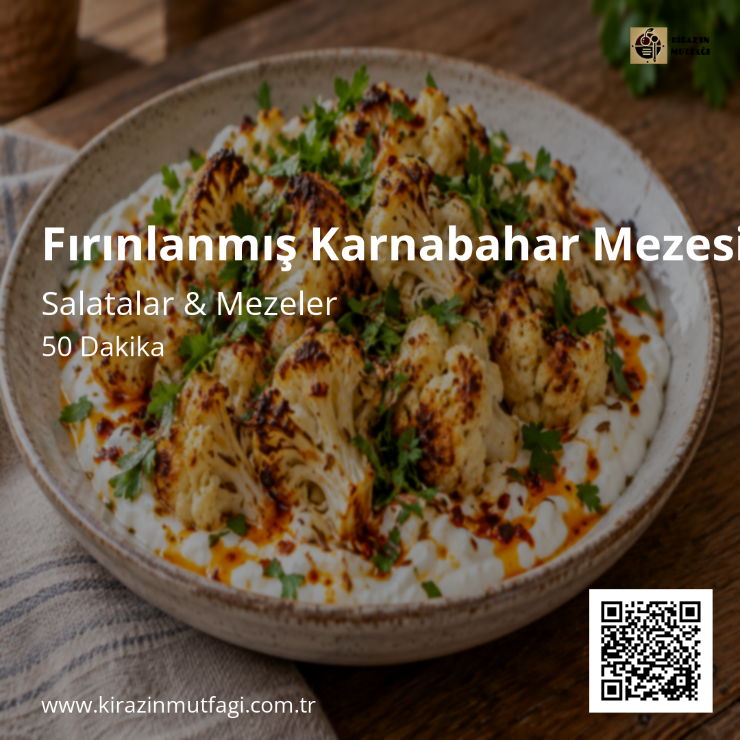 Fırınlanmış Karnabahar Mezesi Instagram tarif kartı
