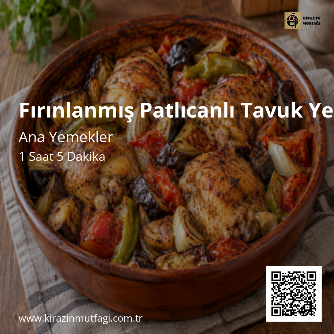 Fırınlanmış Patlıcanlı Tavuk Yemeği Instagram tarif kartı