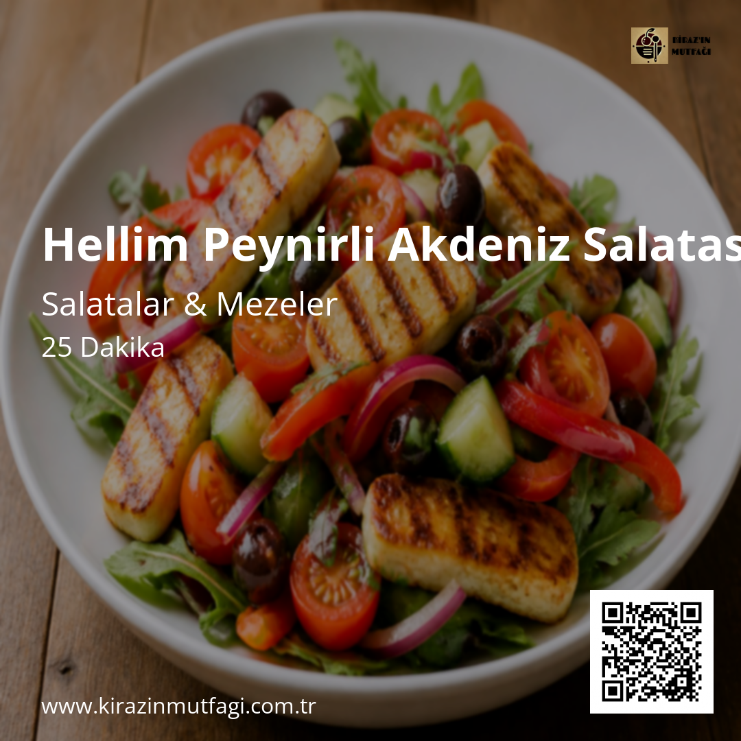Hellim Peynirli Akdeniz Salatası - Instagram Tarif Kartı
