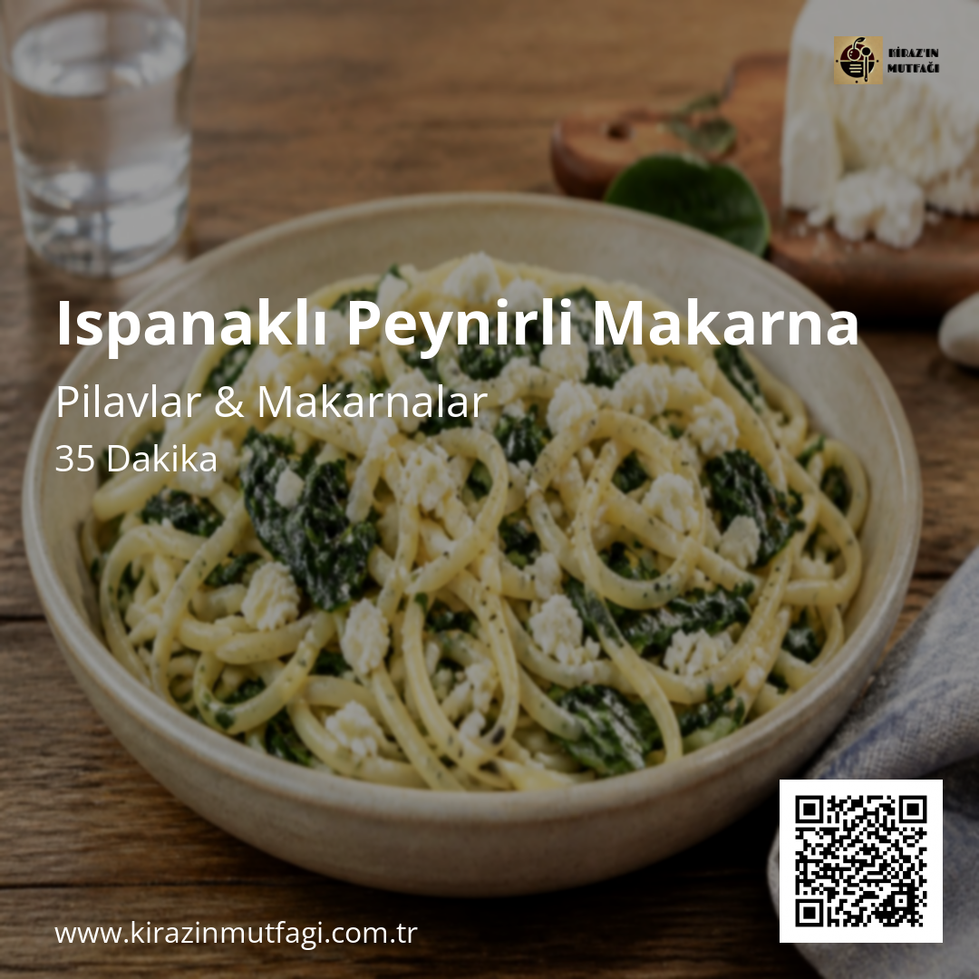 Ispanaklı Peynirli Makarna - Instagram Tarif Kartı