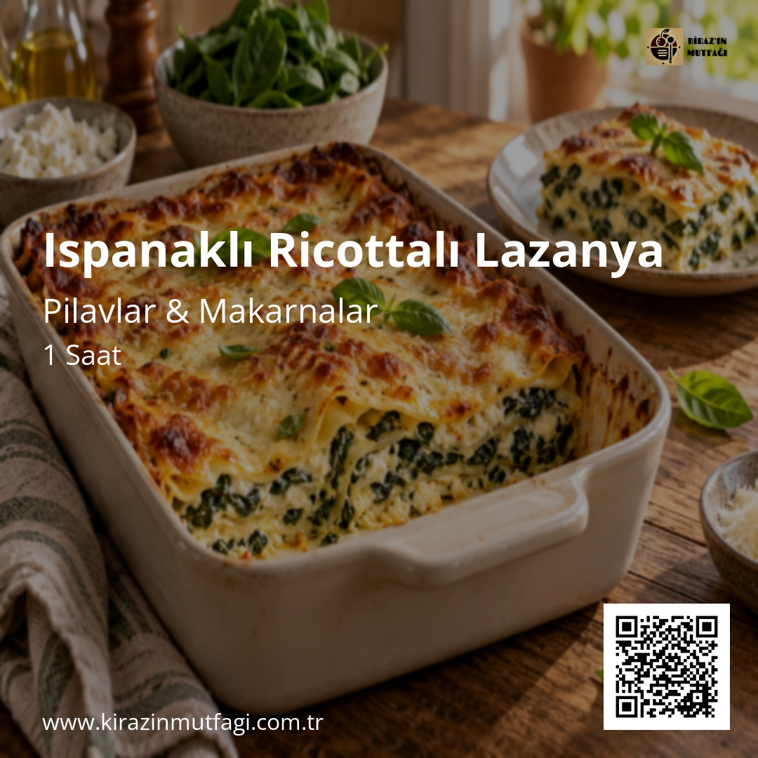 Ispanaklı Ricottalı Lazanya Instagram tarif kartı