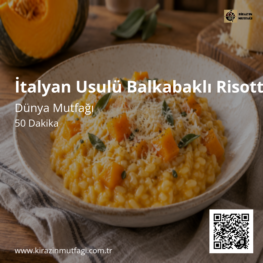 İtalyan Usulü Balkabaklı Risotto Instagram tarif kartı