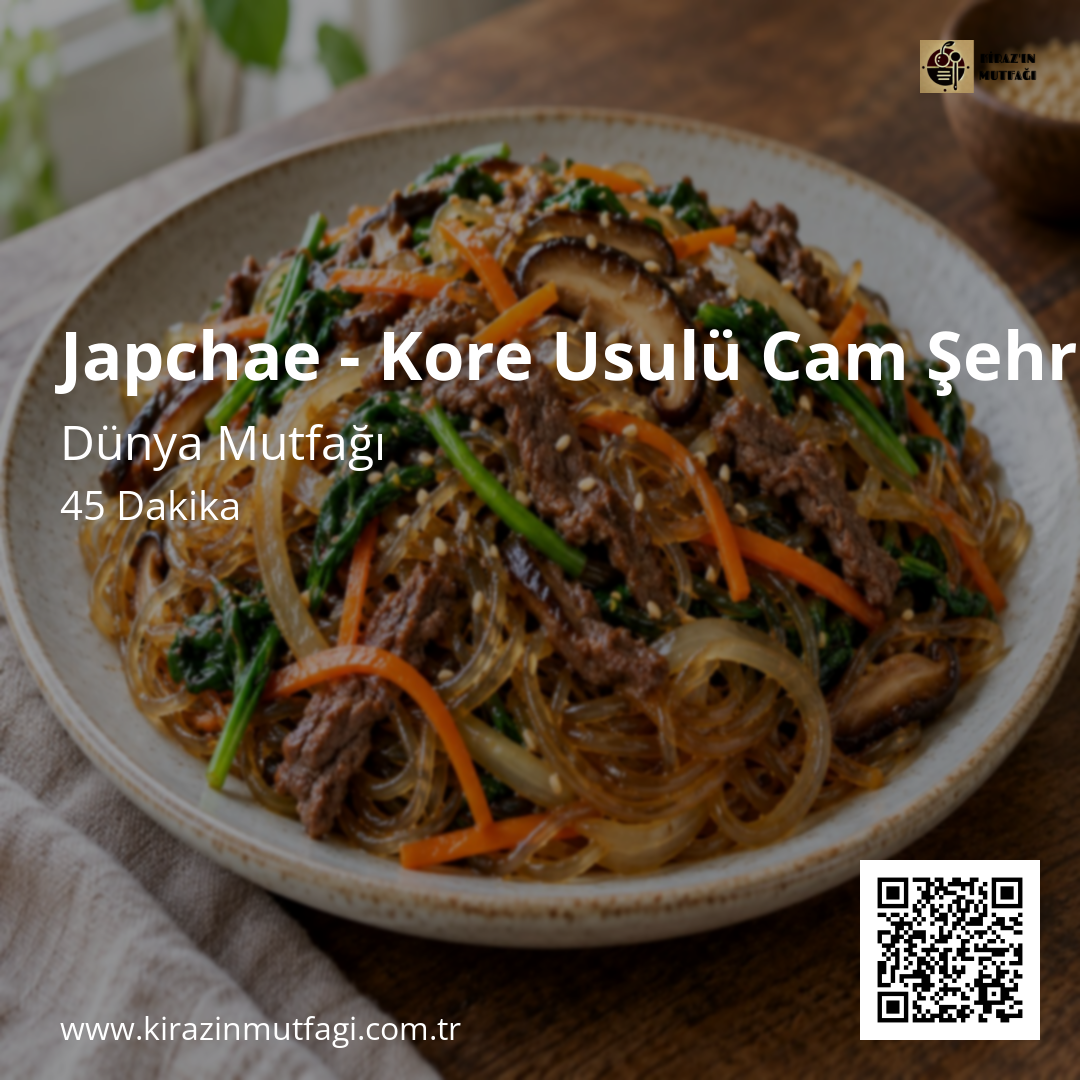 Japchae - Kore Usulü Cam Şehriye Instagram tarif kartı