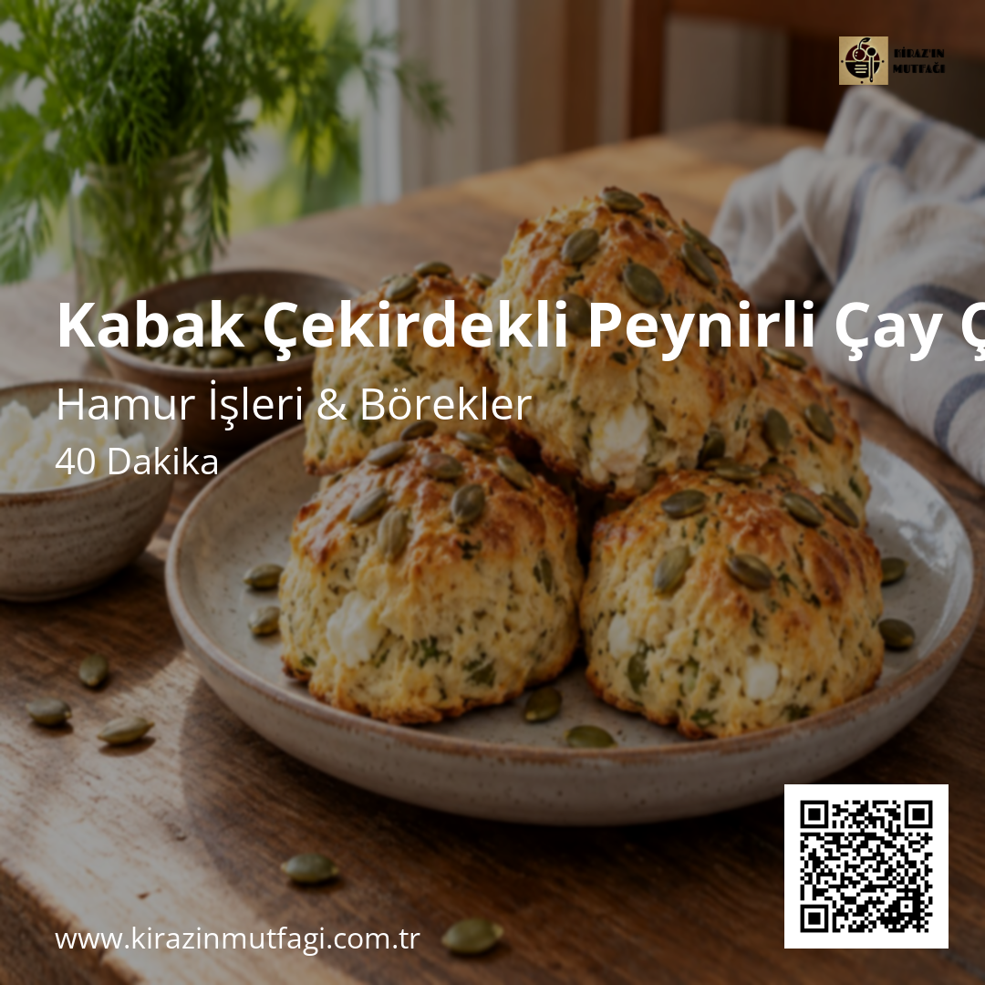 Kabak Çekirdekli Peynirli Çay Çöreği Instagram tarif kartı