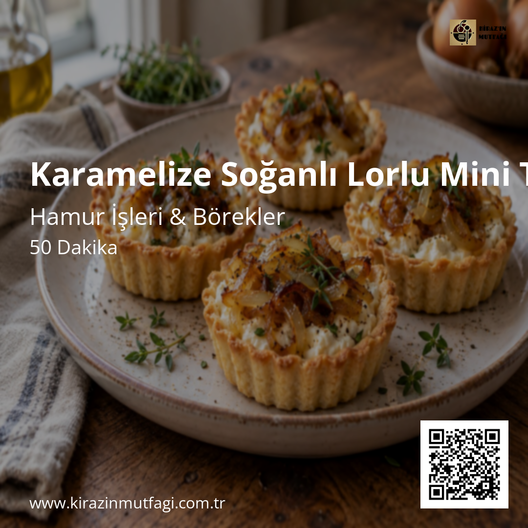 Karamelize Soğanlı Lorlu Mini Turta Instagram tarif kartı