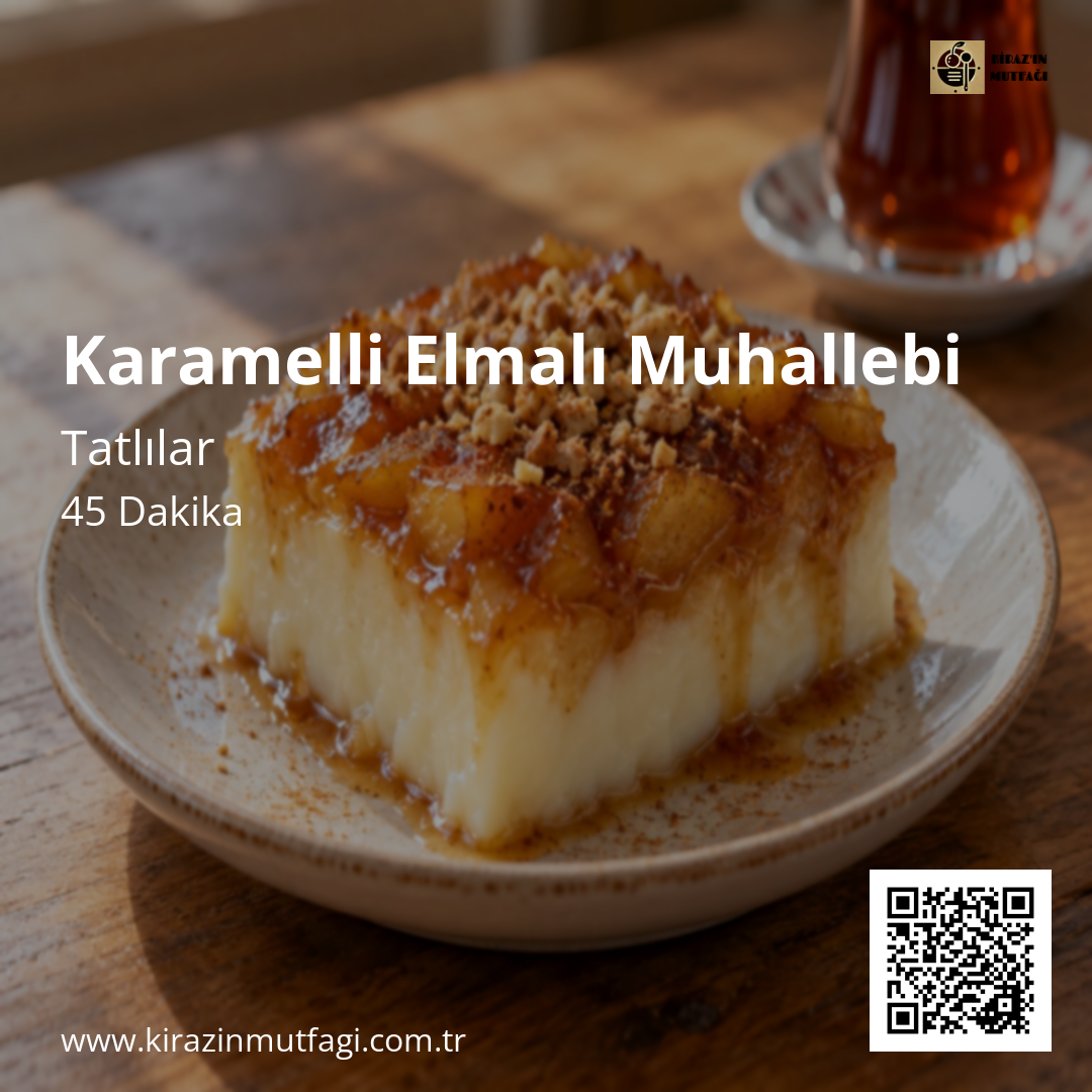 Karamelli Elmalı Muhallebi Instagram tarif kartı