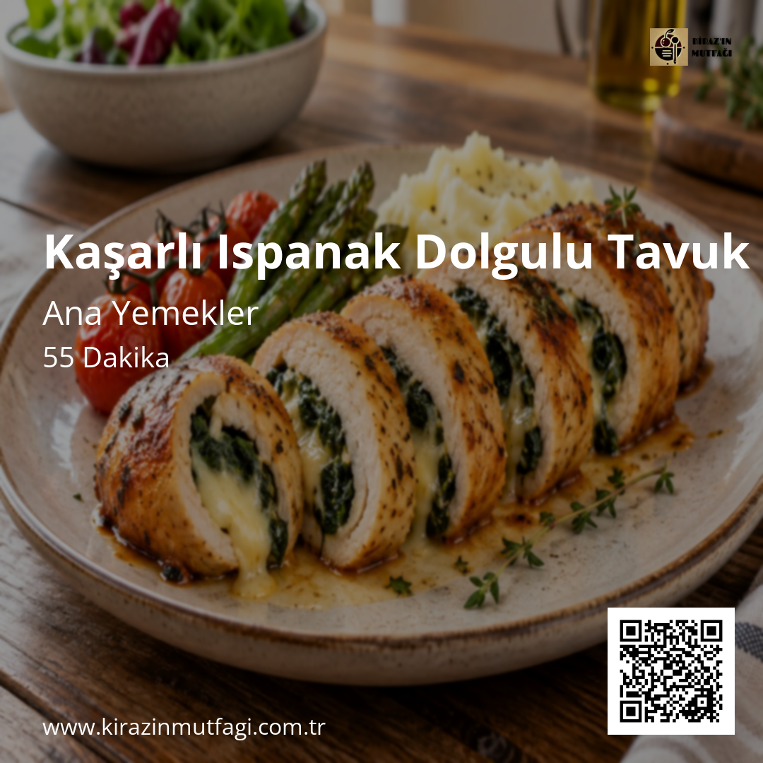 Kaşarlı Ispanak Dolgulu Tavuk Rulo Instagram tarif kartı