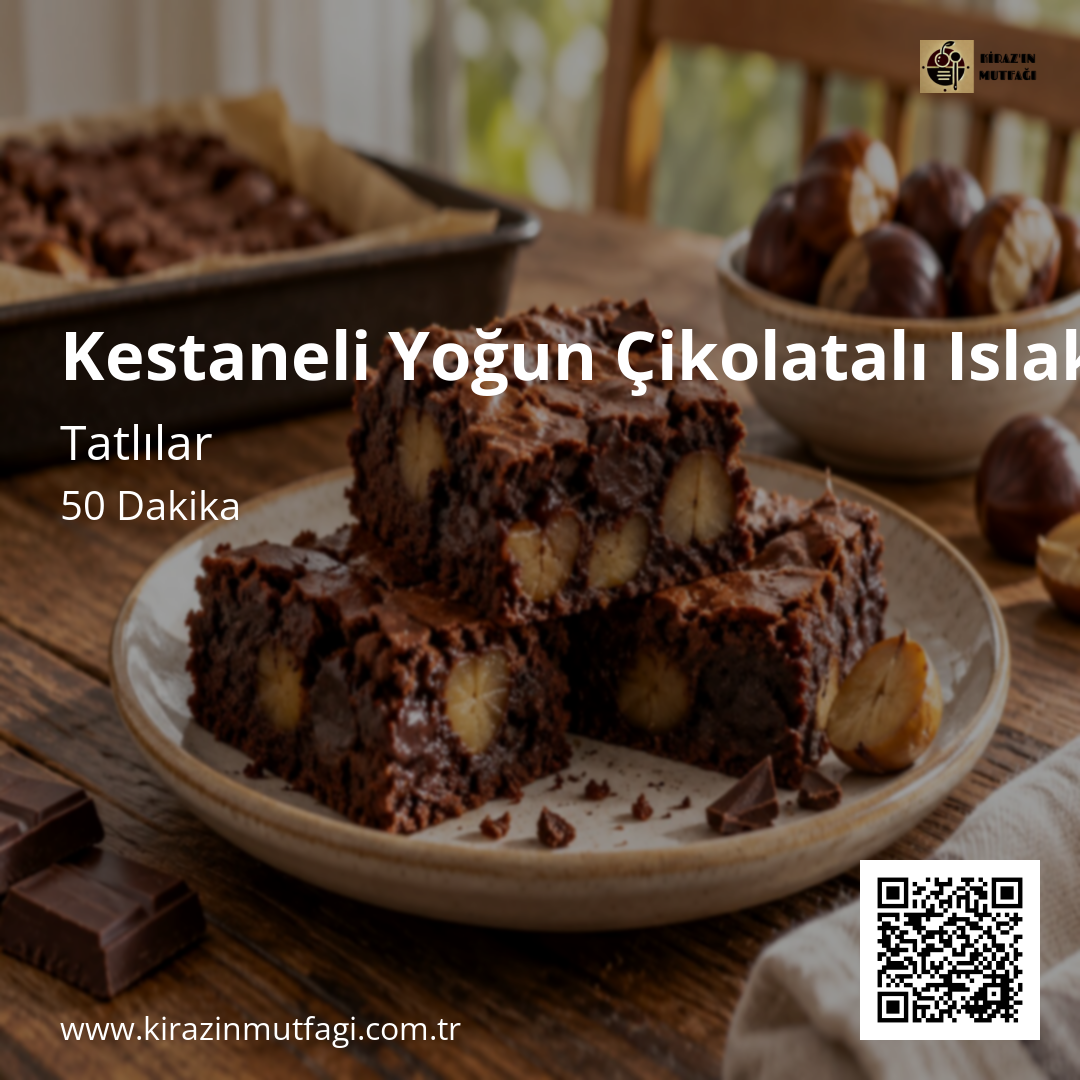 Kestaneli Yoğun Çikolatalı Islak Kek Instagram tarif kartı