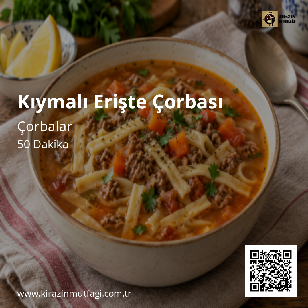 Kıymalı Erişte Çorbası Instagram tarif kartı