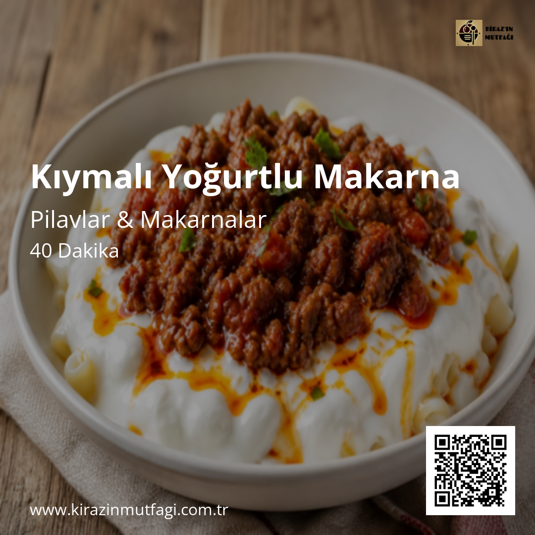 Kıymalı Yoğurtlu Makarna - Instagram Tarif Kartı