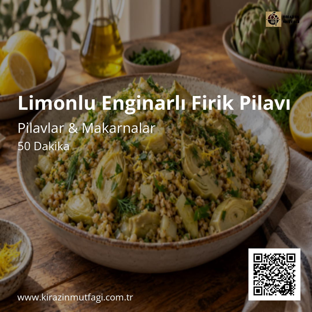 Limonlu Enginarlı Firik Pilavı Instagram tarif kartı