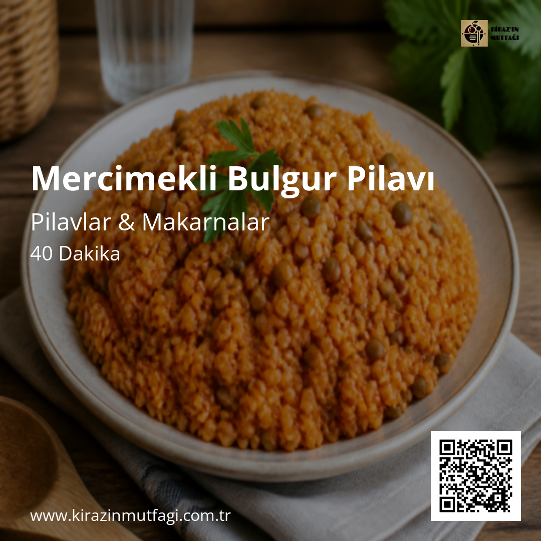 Mercimekli Bulgur Pilavı - Instagram Tarif Kartı