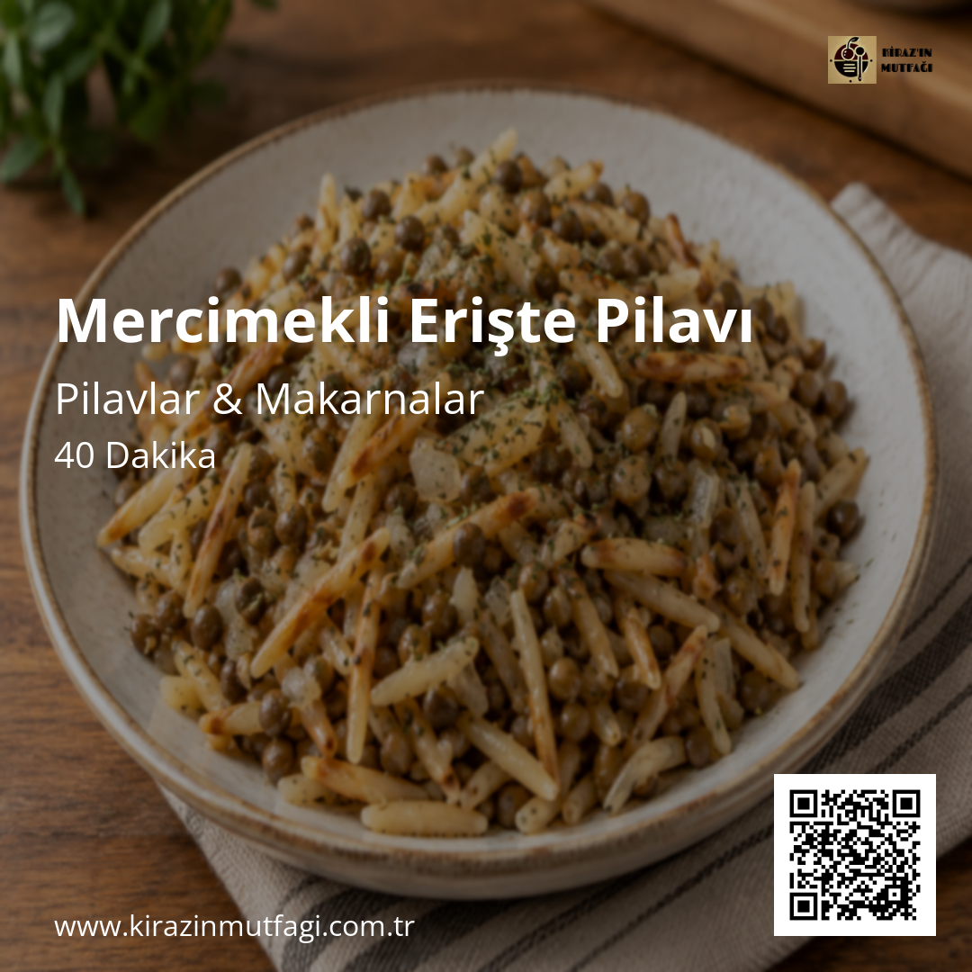 Mercimekli Erişte Pilavı Instagram tarif kartı