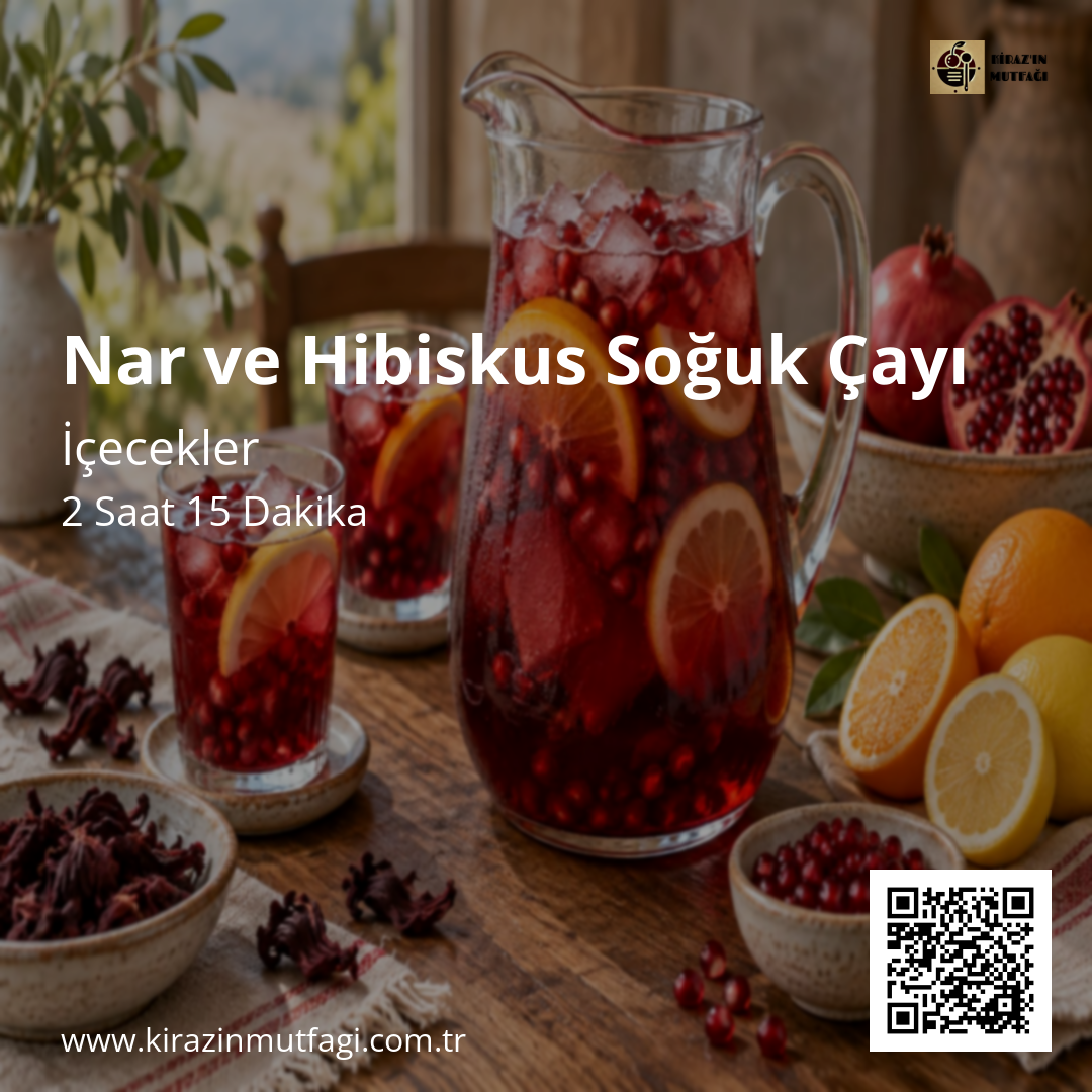 Nar ve Hibiskus Soğuk Çayı - Instagram Tarif Kartı