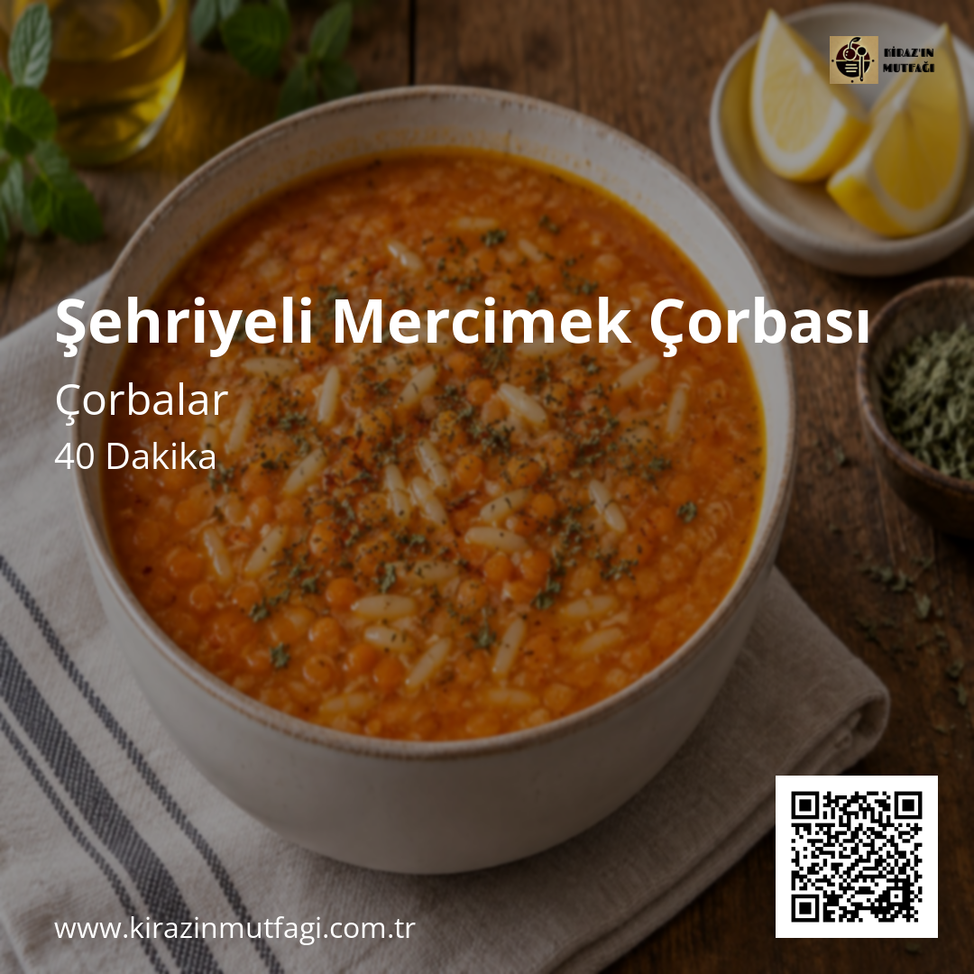 Şehriyeli Mercimek Çorbası - Instagram Tarif Kartı