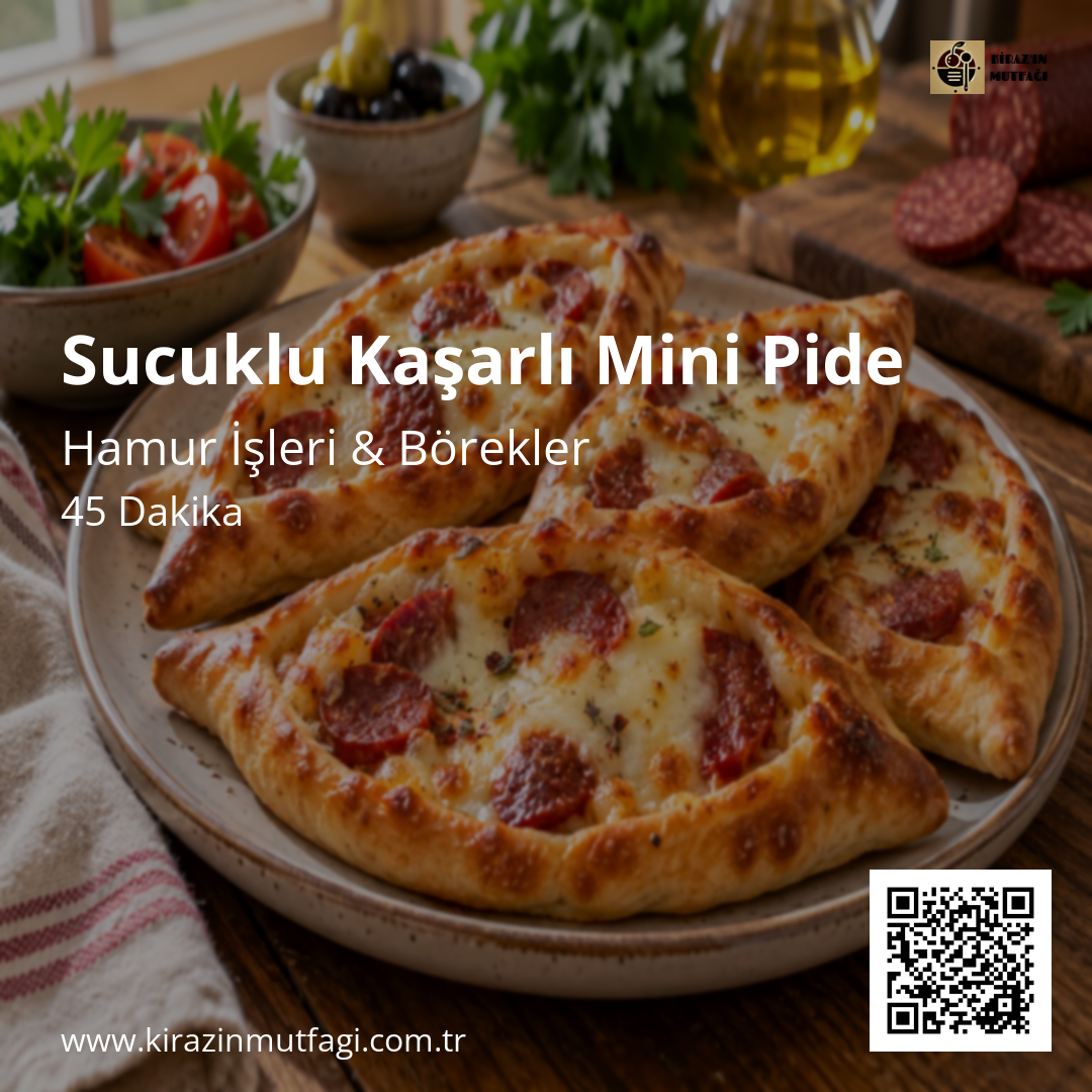 Sucuklu Kaşarlı Mini Pide Instagram tarif kartı