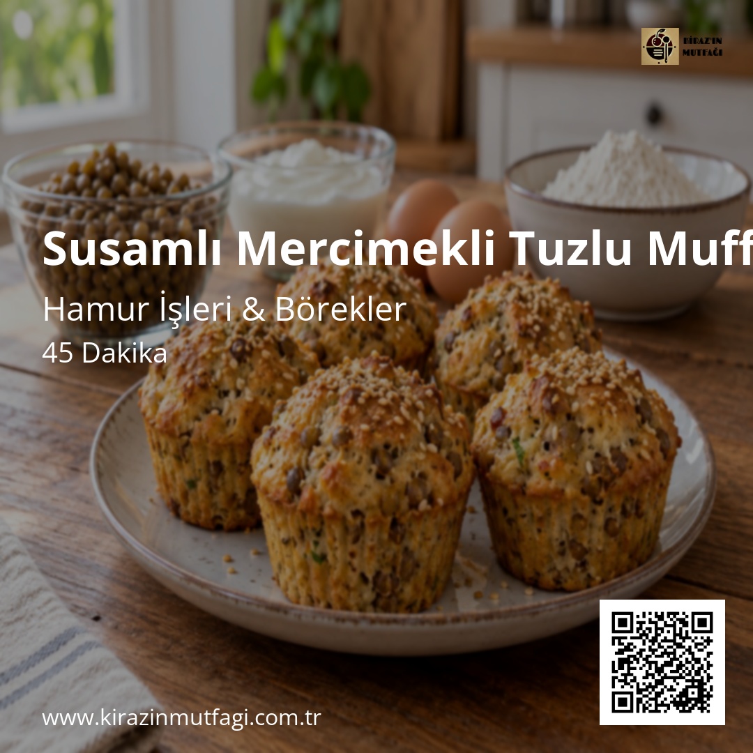 Susamlı Mercimekli Tuzlu Muffin Instagram tarif kartı