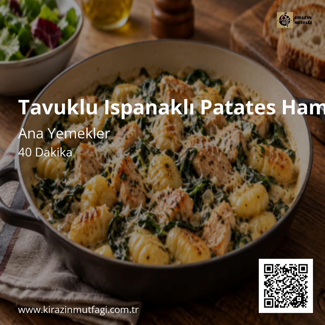 Tavuklu Ispanaklı Patates Hamuru Tava Instagram tarif kartı