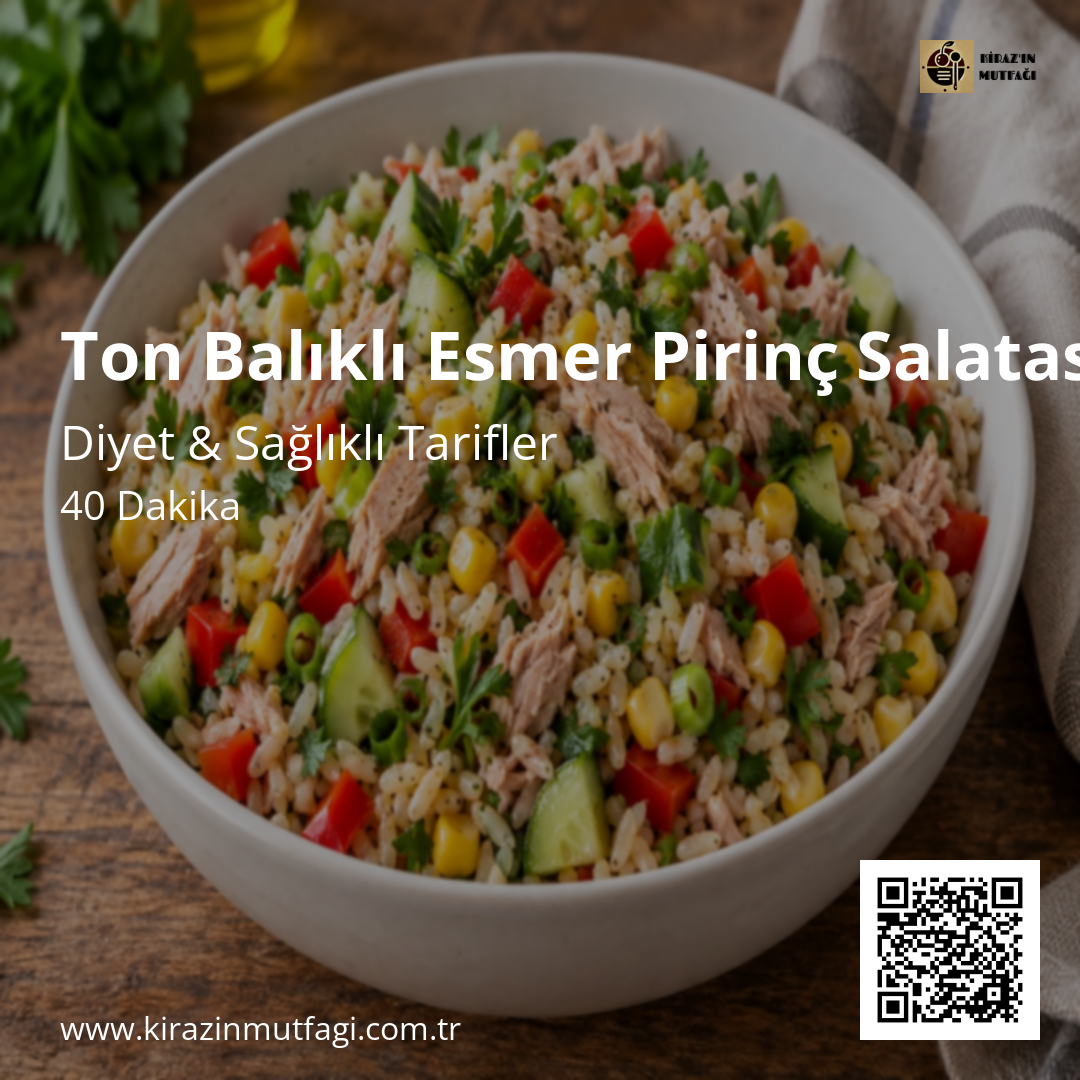 Ton Balıklı Esmer Pirinç Salatası - Instagram Tarif Kartı
