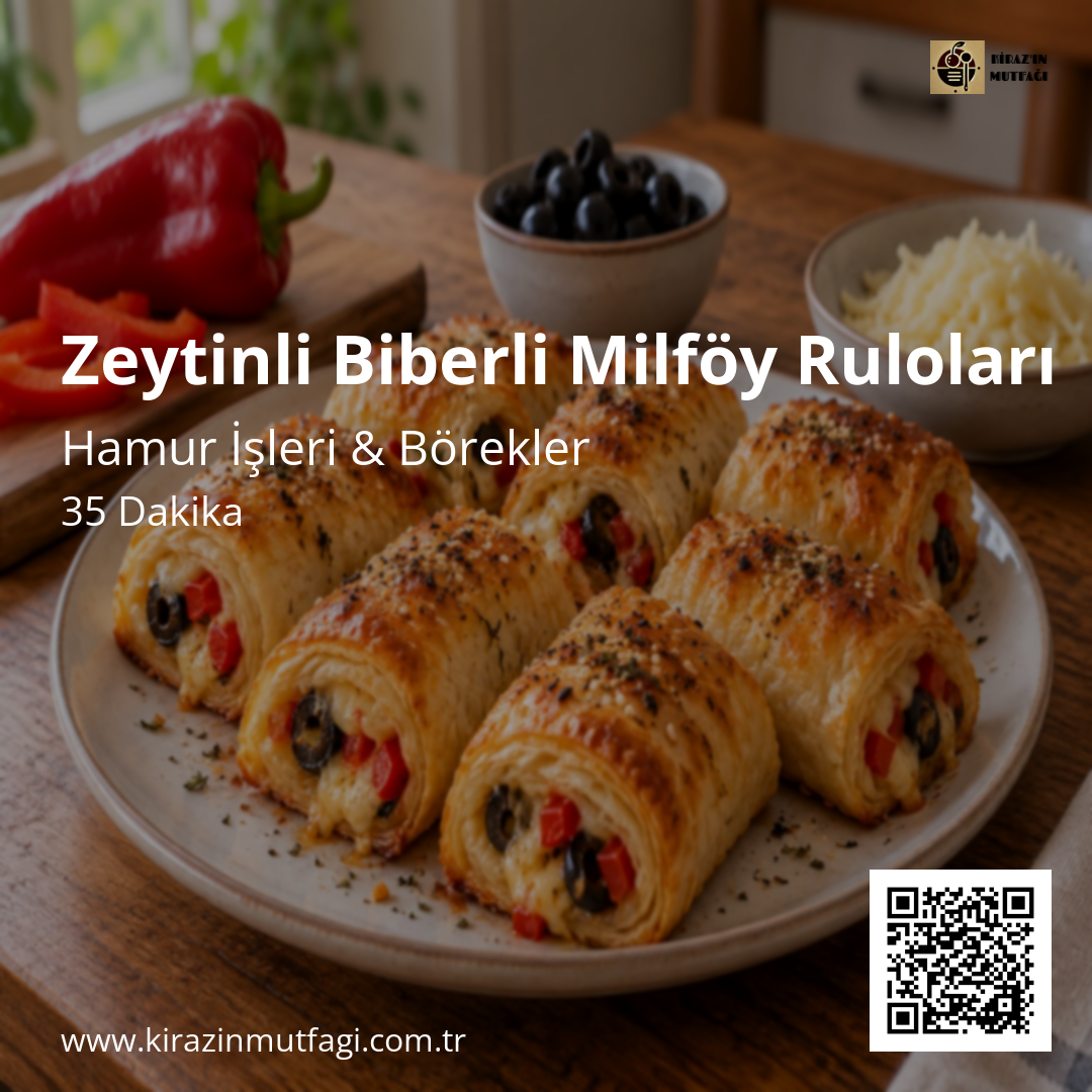 Zeytinli Biberli Milföy Ruloları Instagram tarif kartı