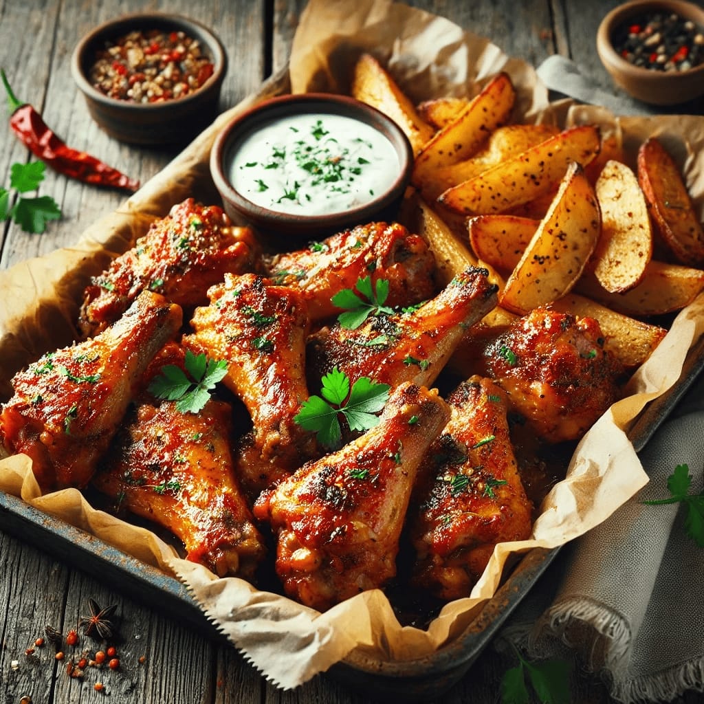 Fırında Soslu Tavuk Kanatları