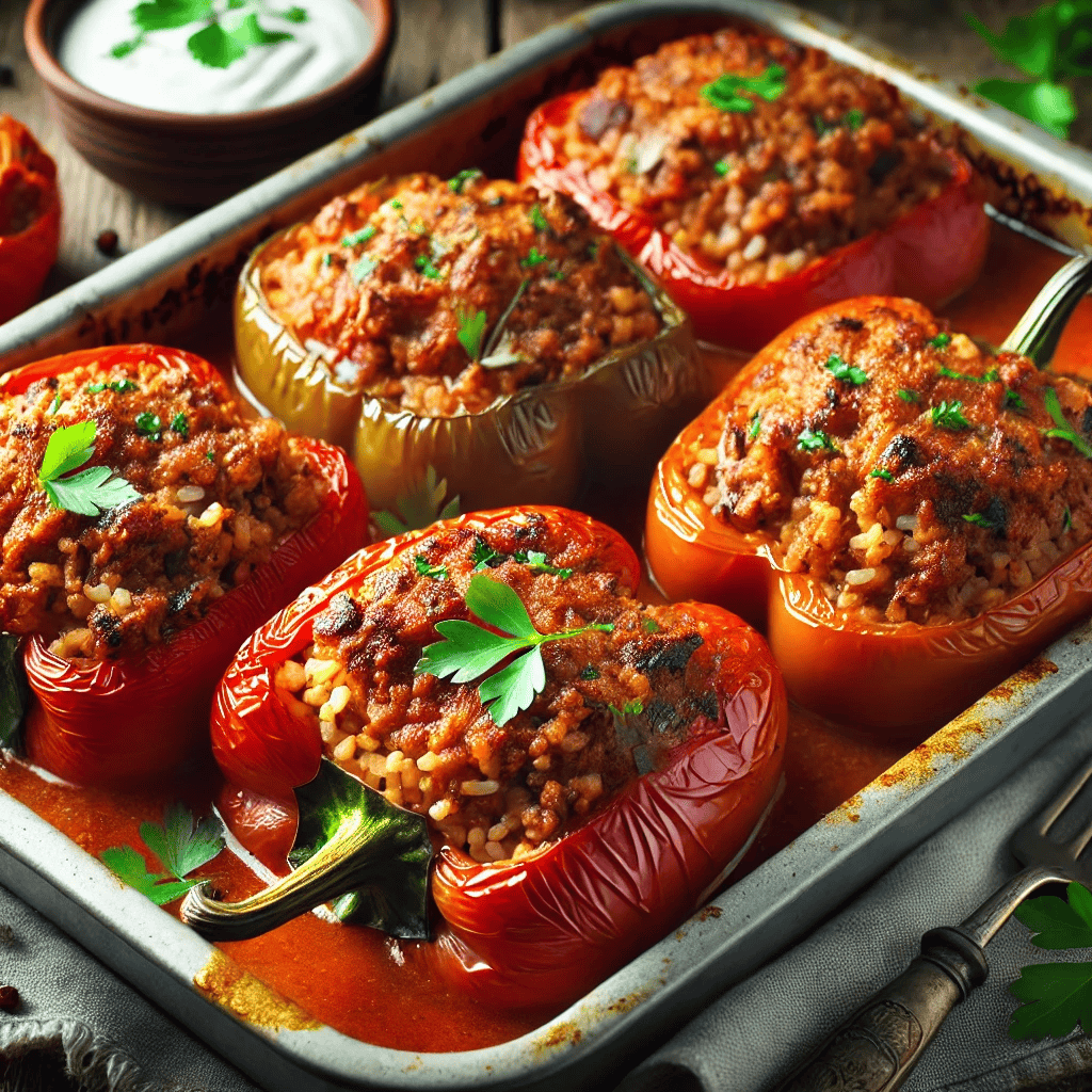 Fırında Biber Dolması