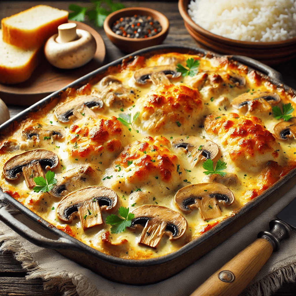 Fırında Kremalı Mantarlı Tavuk