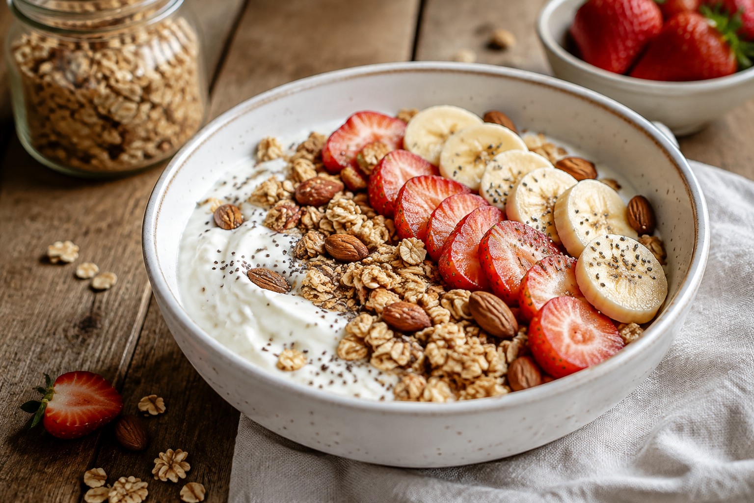 Çilekli Yoğurtlu Granola Kasesi