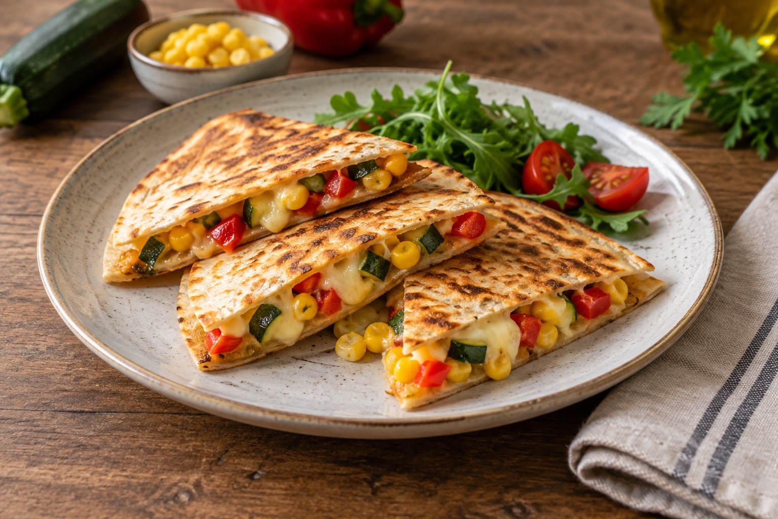 Fırında Sebzeli Quesadilla