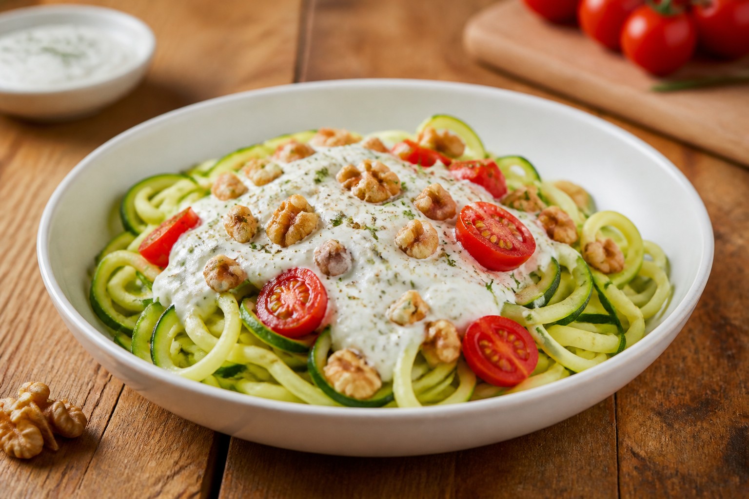 Kabak Spagetti ve Yoğurtlu Sos