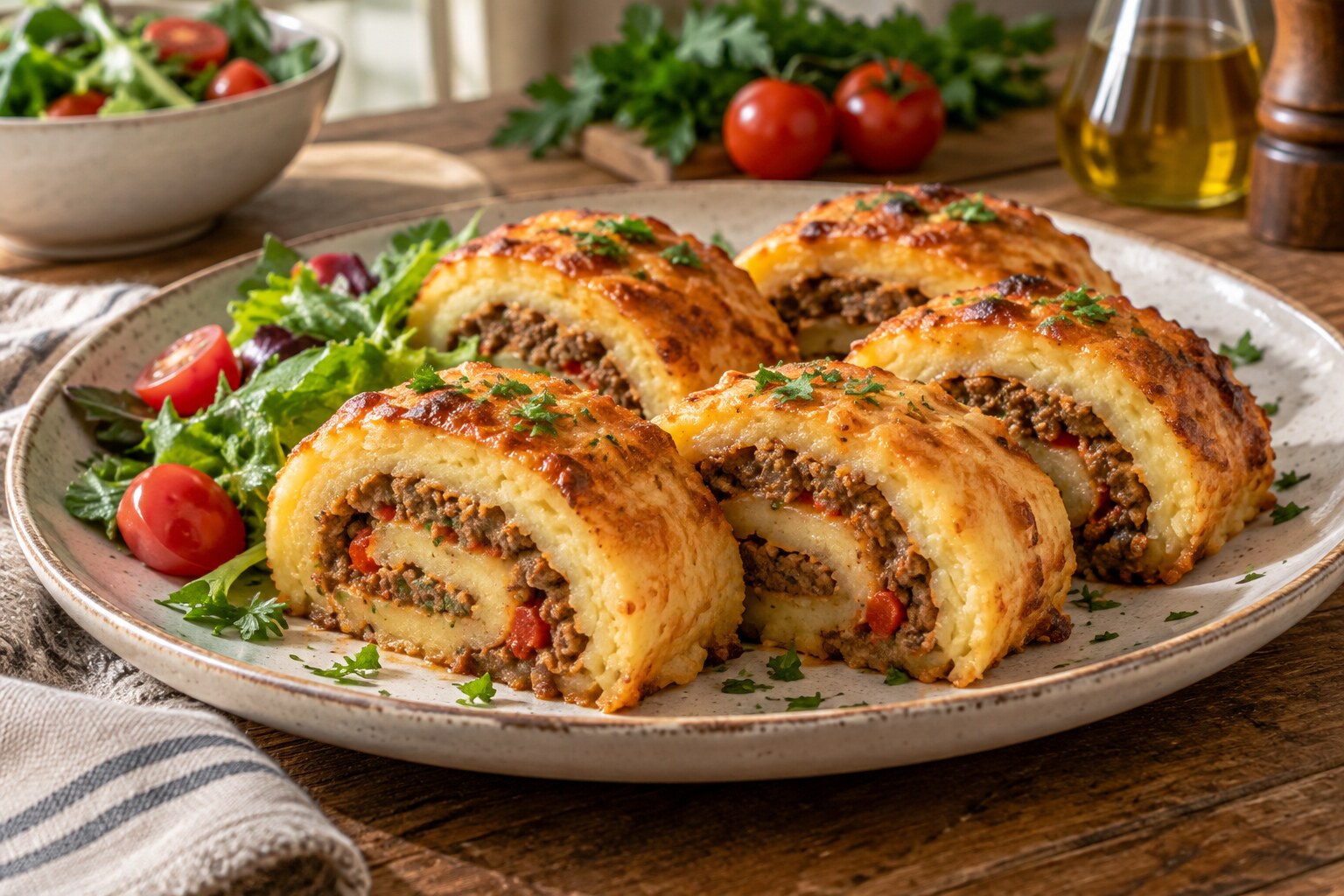 Kıymalı Fırın Patates Rulo