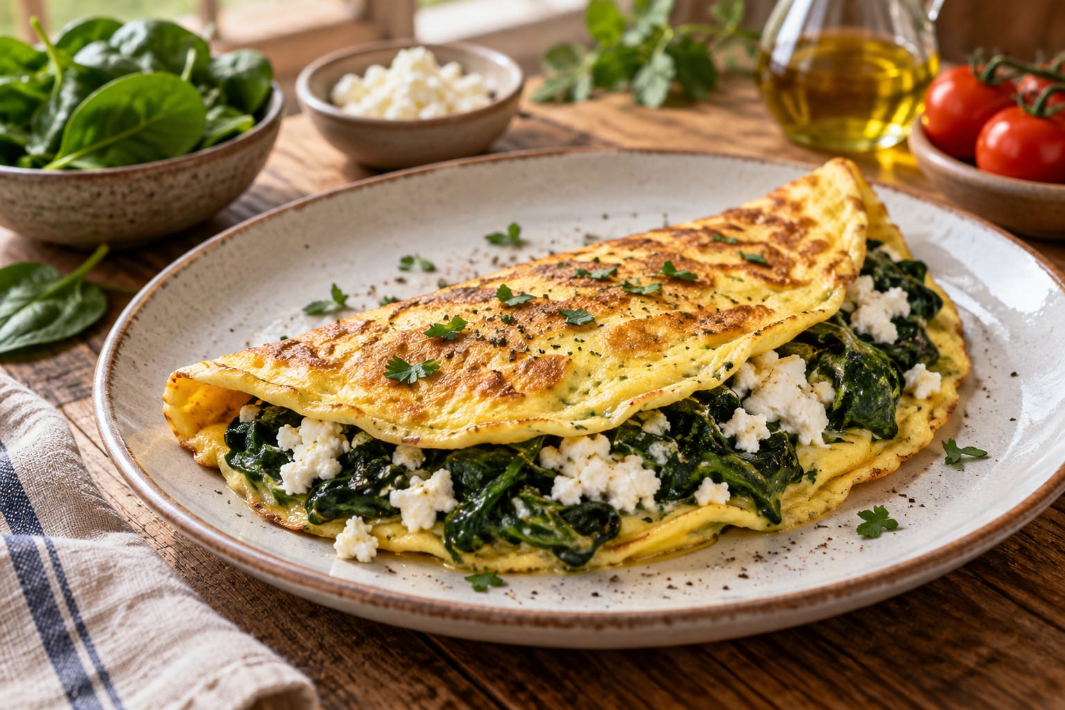 Lor Peynirli Ispanaklı Omlet