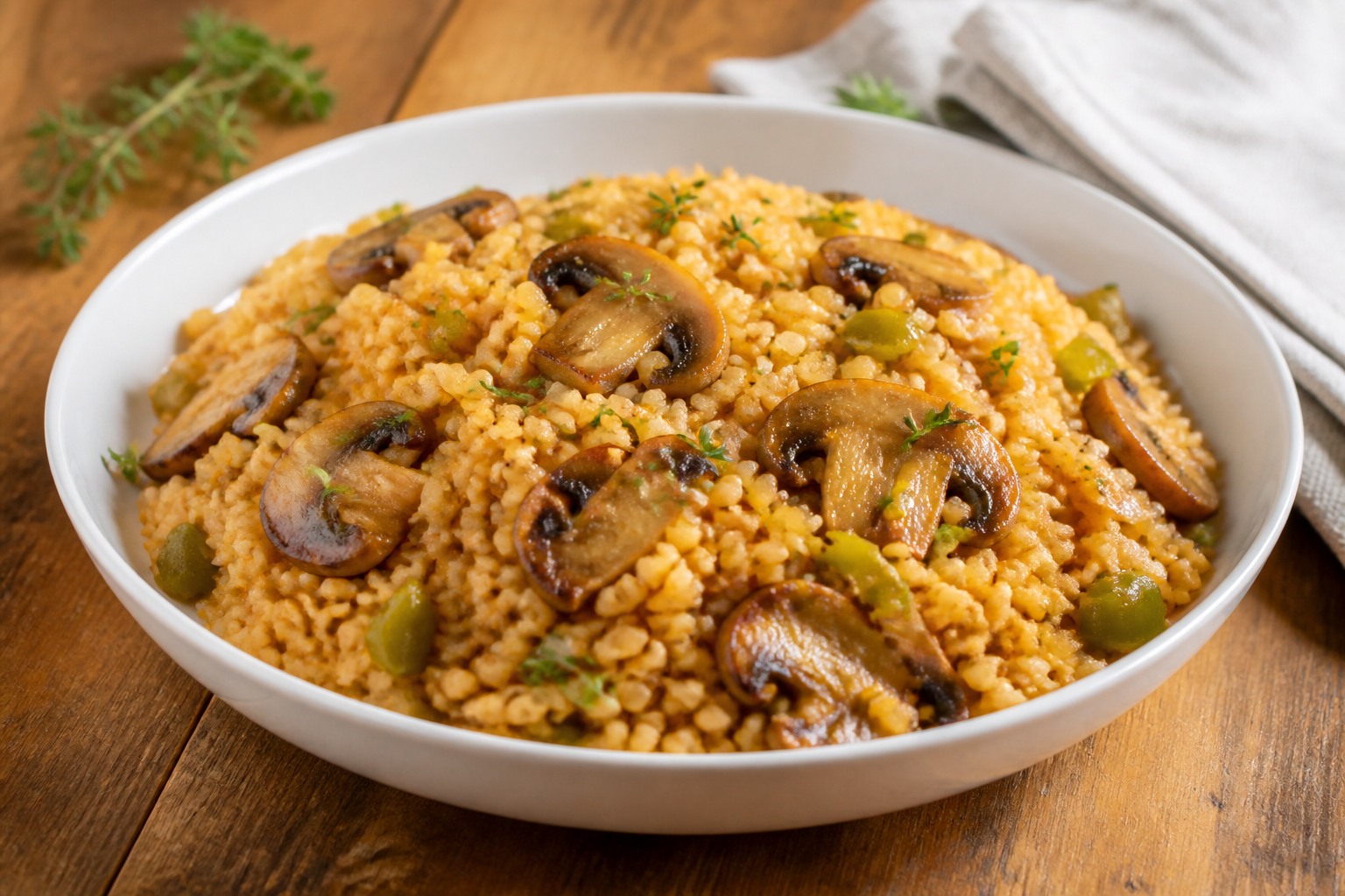 Mantarlı Bulgur Pilavı
