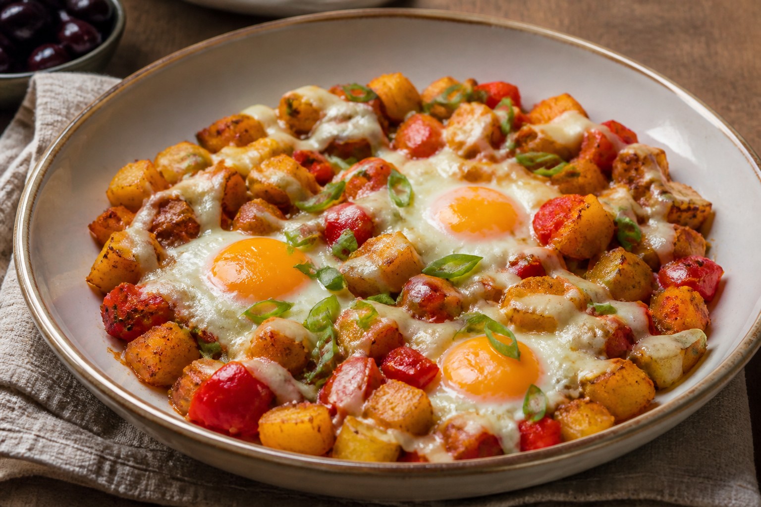 Patatesli Kaşarlı Kahvaltı Tavası