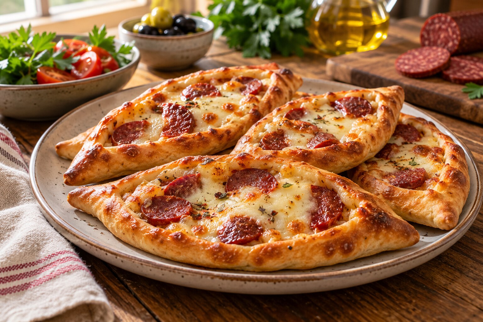 Sucuklu Kaşarlı Mini Pide