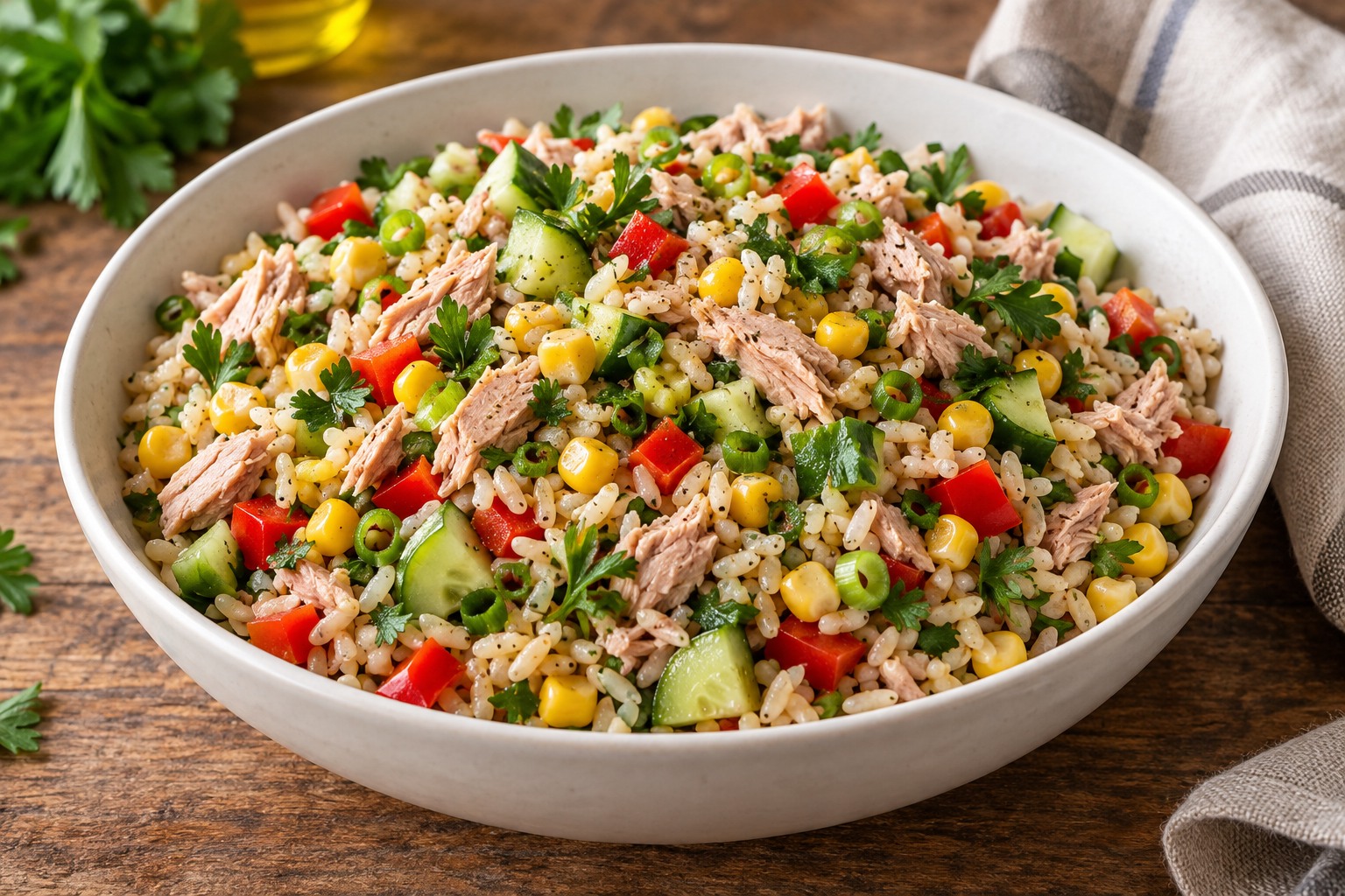 Ton Balıklı Esmer Pirinç Salatası