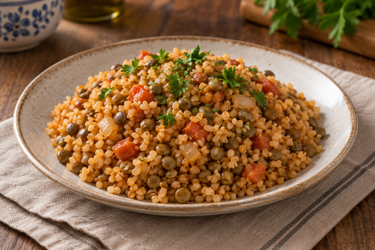 Yeşil Mercimekli Bulgur Pilavı