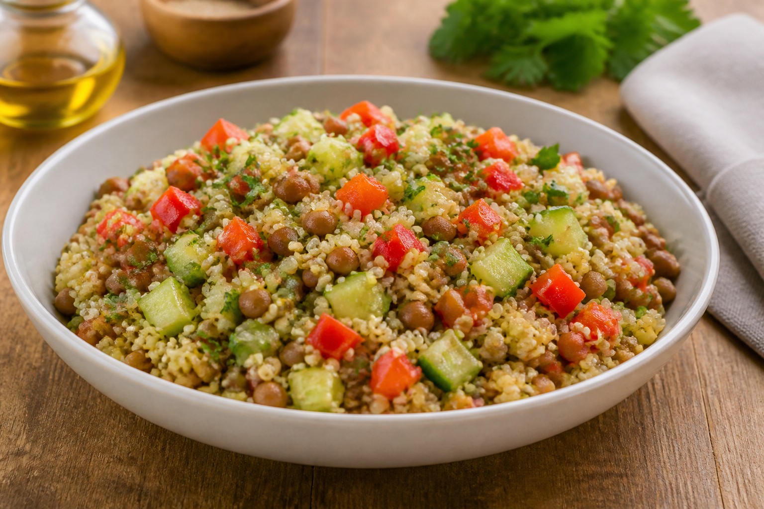 Yeşil Mercimekli Kinoa Salatası