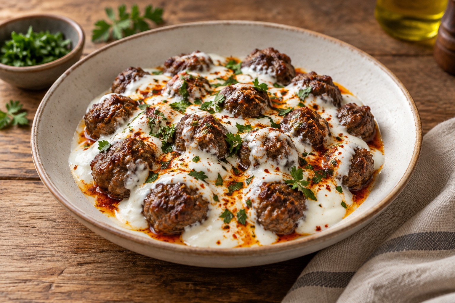 Yoğurt Soslu Mini Köfte
